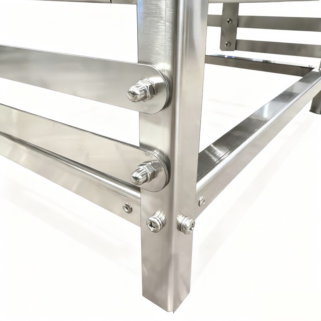 Bolted stainless steel frame joint